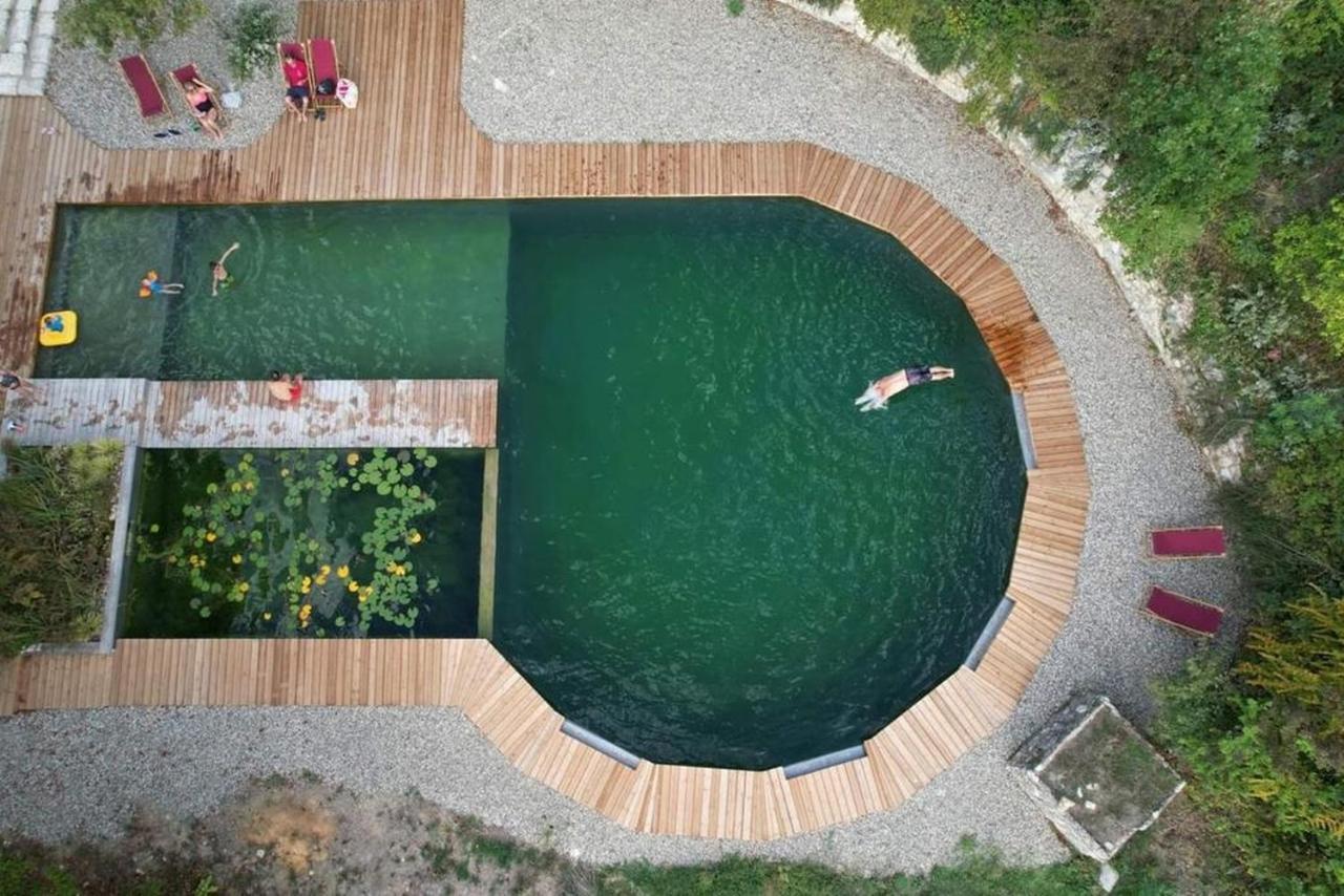 Maison Terre Les Cabanes De Fallot - Sauna Bain-Froid Piscine Naturelle L'isle-Bouzon Exteriör bild
